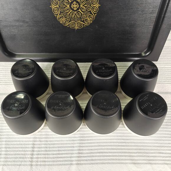 Vintage 1970s David Douglas Black & White Therm Ware Set with Tray Rare - Picture 4 of 13
